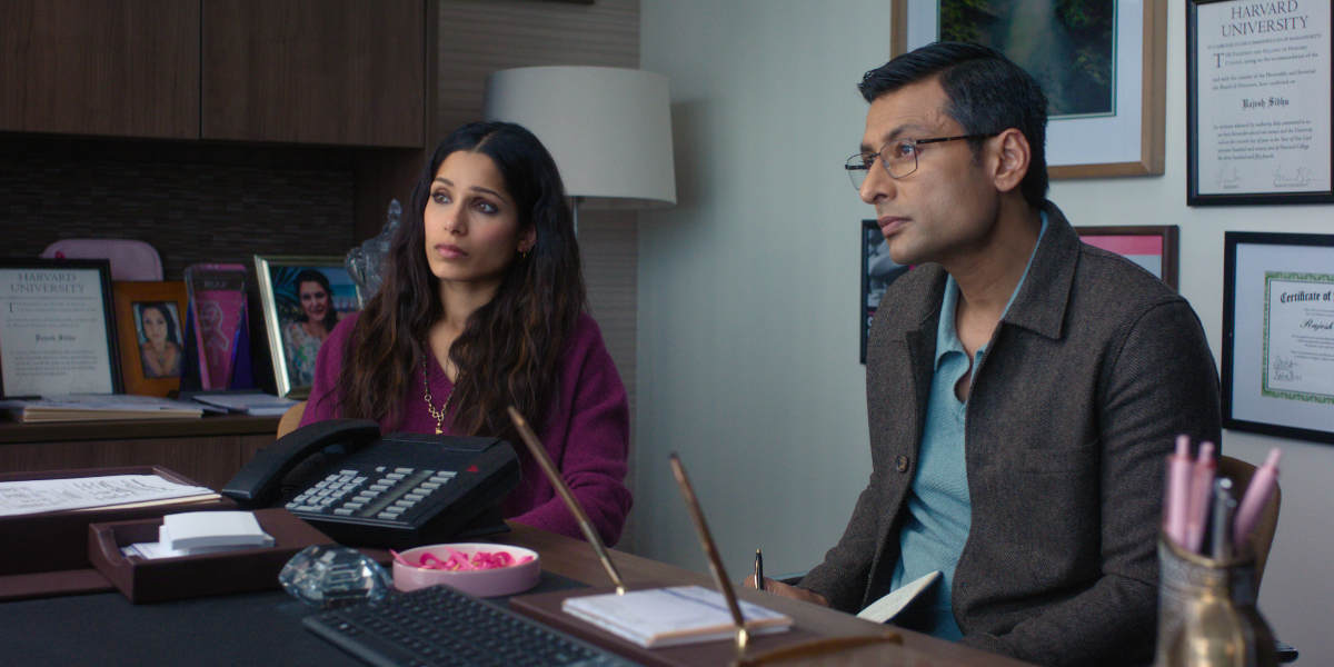 Freida Pinto as Parul and Indraneil Sengupta as Jai in episode 103 of Unaccustomed Earth