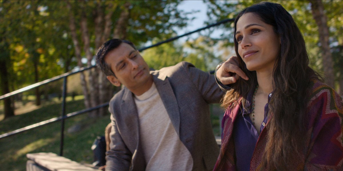 Indraneil Sengupta as Jai and Freida Pinto as Parul in episode 102 of Unaccustomed Earth