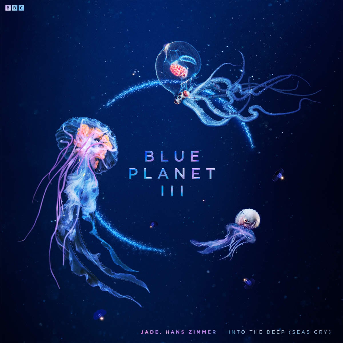Into The Deep (Seas Cry), a new, original song created exclusively for the launch of Blue Planet III, and written by BRIT Award winning and Mercury Prize-nominated singer-songwriter JADE, multiple Academy Award-winning composer Hans Zimmer, and Thom Lukas of the Emmy and BAFTA-winning Bleeding Fingers Music team.