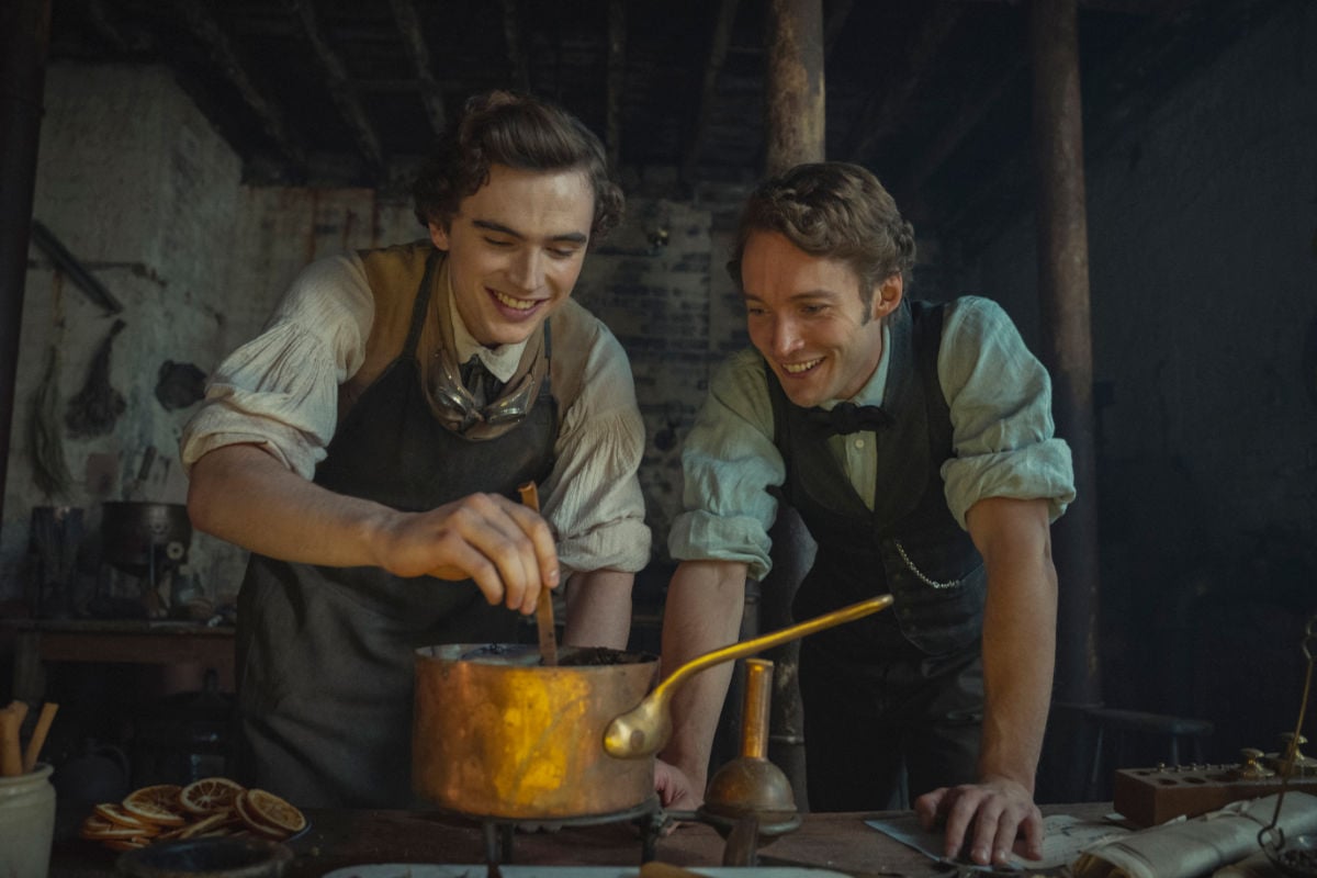Harry Gilby (George Cadbury) and Toby Regbo (Richard Cadbury) in The Cadburys