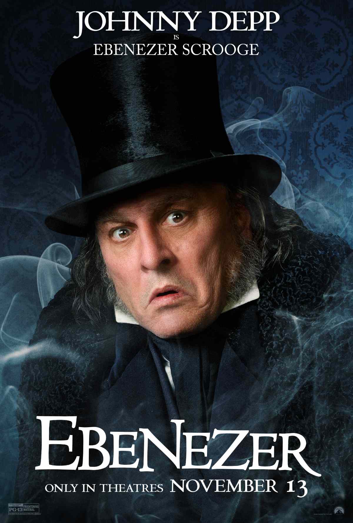 Ebenezer character poster featuring Johnny Depp
