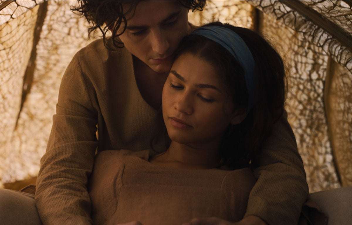 Timothée Chalamet as Paul Atreides and Zendaya as Chani