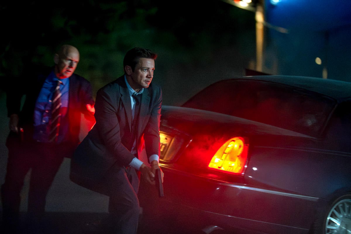 Hugh Dillon as Ian and Jeremy Renner as Mike McLusky in Mayor of Kingstown season 5