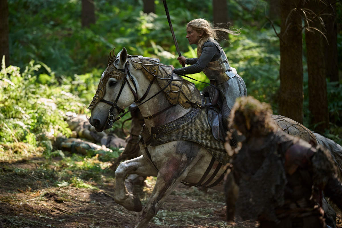 Morfydd Clark as Galadriel in The Lord of the Rings: The Rings of Power Season 3