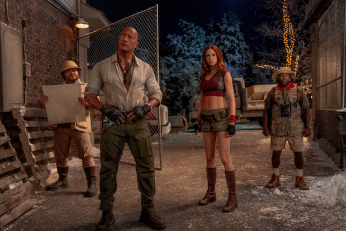 Dwayne Johnson, Kevin Hart, Jack Black, and Karen Gillan